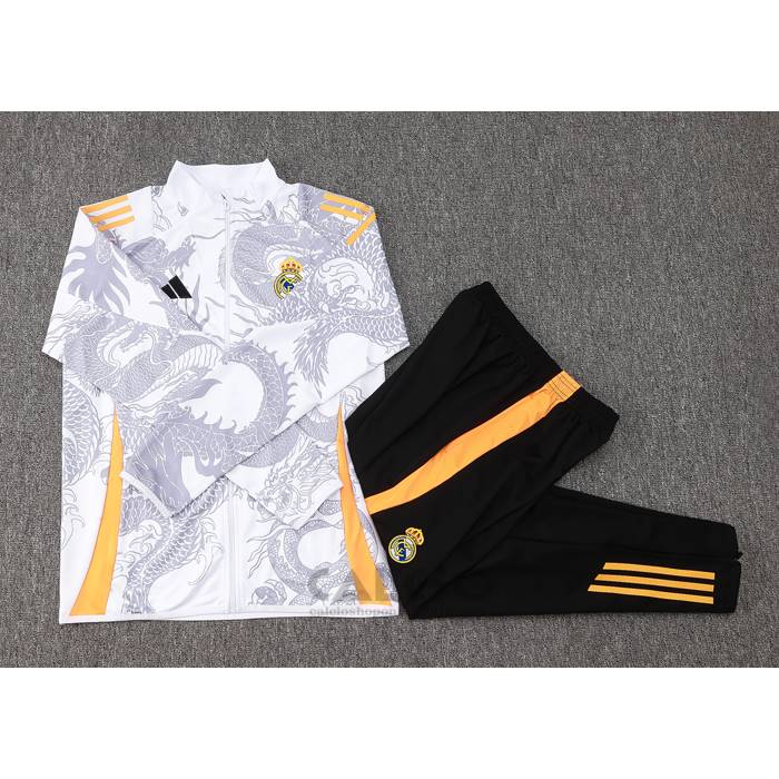 Tuta da Track di Giacca Real Madrid Dragon Bambino 2024-2025 Bianco